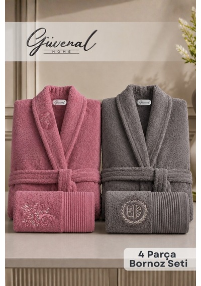 Nil 4 Parça Pamuklu Unisex Bornoz Ve Havlu Seti Bornoz Erkek Bornoz Kadın Bornoz Havlu Hediyelik Sabahlık Çeyiz Antrasit - Mürdüm Nil 4 Parça Pamuklu Unisex Bornoz Ve Havlu Seti Bornoz Erkek Bornoz Kadın Bornoz Havlu Hediyelik Sabahlık Çeyiz Antrasit - Mürdüm