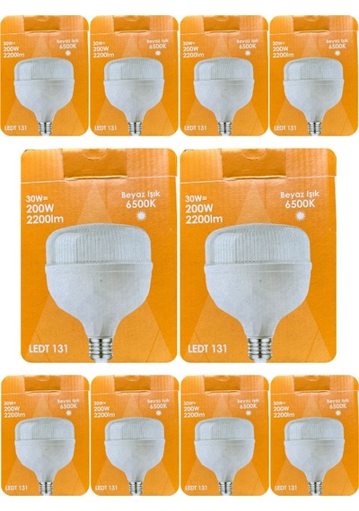 10 Adet Osaka 30w 200w 6500k Beyaz Işık E27 Duylu Kalın Duy Torch Led Ampul Yeni Model