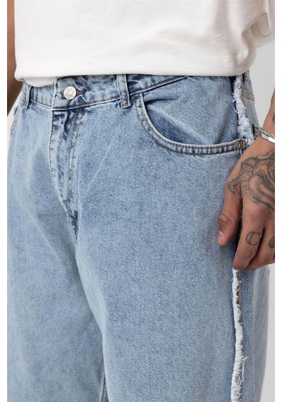Vamos Yan Dikiş Detaylı Baggy Jean Açık Mavi Melanj