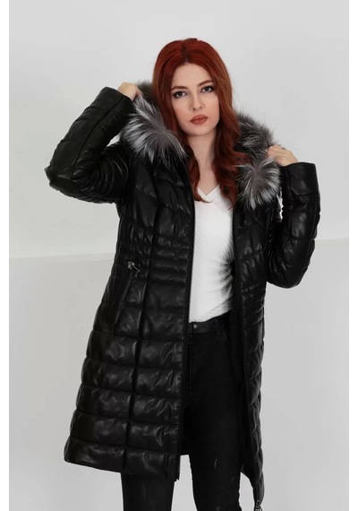 M M Marki Marki Siyah Özel Kürklü Şişme Deri Mont, Hakiki Deri, Özel Kürklü Kapüşon, 90 Cm, Kadın, Fermuarlı Siyah Deri - Gri Kapüşon Kürk M M Marki Marki Siyah Özel Kürklü Şişme Deri Mont, Hakiki Deri, Özel Kürklü Kapüşon, 90 Cm, Kadın, Fermuarlı Siyah Deri - Gri Kapüşon Kürk