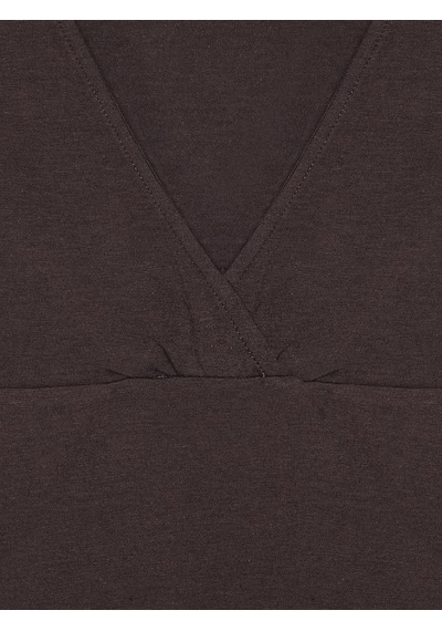 Dilvin 32758 V Yaka Kısa Kollu T-shirt-koyu Kahve Kahverengi