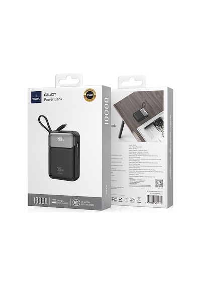 Wiwu Wi-p052 Galaxy Uyumlu Serisi Type-c Lightning Çıkışlı Taşınabilir Powerbank Pd 35w 10000mah Siyah