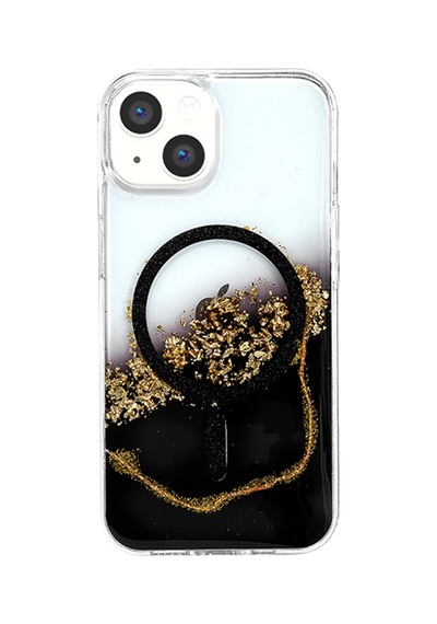 Onegif Apple İphone 14 Lotus Simli Magsafe Kapak - Siyah Standart