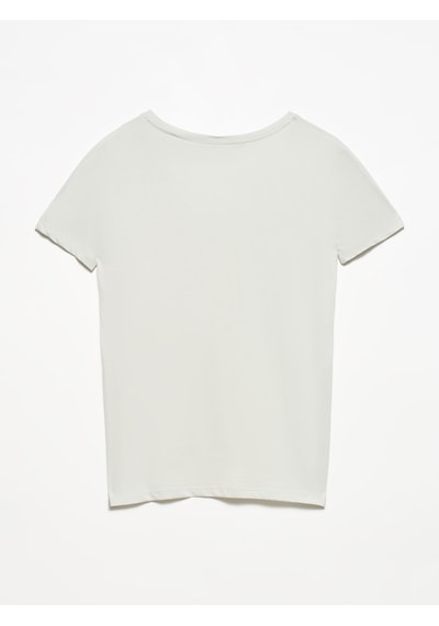 3470 V Yaka Basic T-Shirt-Gri - 513242003 Gri