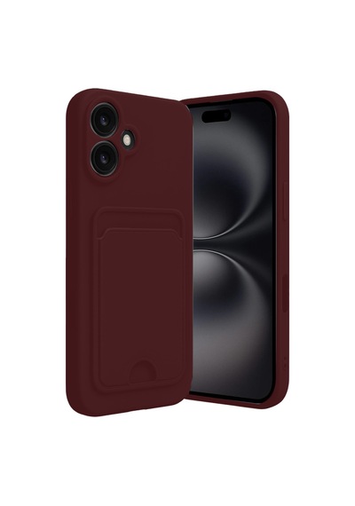 Apple iPhone  Uyumlu,  16 Kılıf Kelvin Kartvizitli Silikon - Bordo
