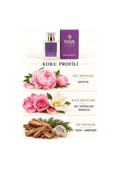 Your Prose K115 Gül, Şakayık Ve Sedir Ağacı Notalı Ferah Zarif Çiçeksi Kadın Parfümü Edp 50 Ml - 8690352000012yp115