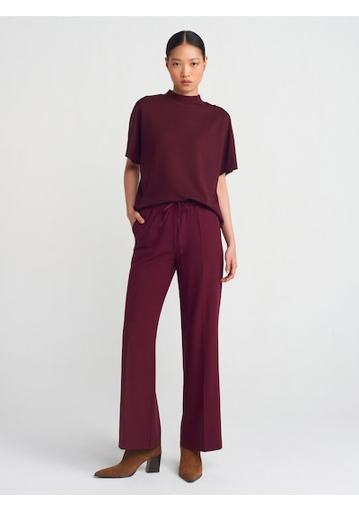Dilvin 71598 Uzun Dökümlü Şık Pantolon Bordo
