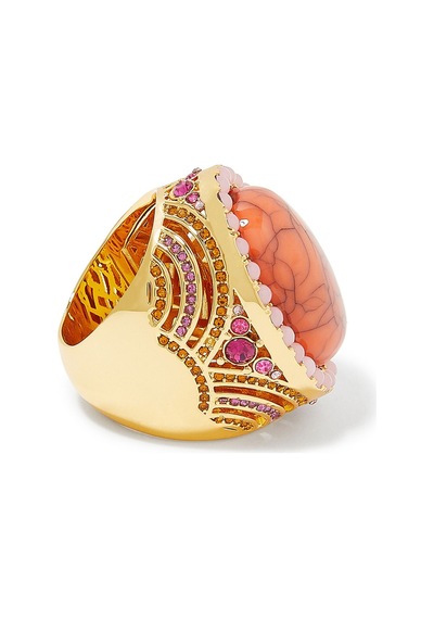 Xl Oval Cocktail Ring, Büyük Oval Taşlı Gösterişli Yüzük Turuncu