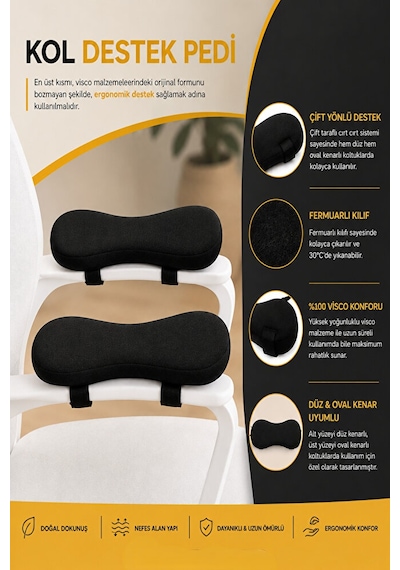 Ergonomik Çift Taraflı Visco Kol Destek Pedi Kolçak Ve Dirsek Destek Minderi 2 Li Set