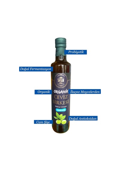 Tarihi Lezzetler Organik Ceviz Sirkesi Cam Şişe 500 Ml