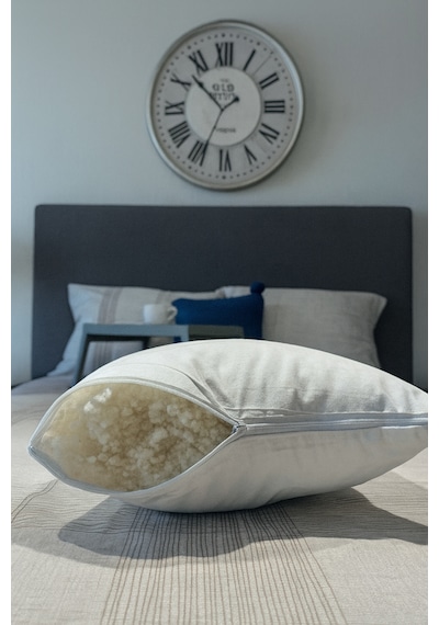%100 Doğal Merinos Boncuk Kuzu Yünü Dolgulu Yastık 50 X 70 Cm Ebat 1000 Gram Beyaz