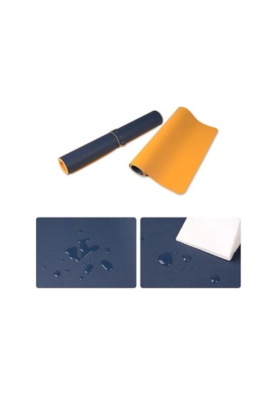 Mcstorey 60x30 Cm Lacivert Çift Taraflı Deri Desk Mat, Pu Deri Masa Koruyucu Ve Masa Sümeni, Suya Dayanıklı 2 Mm Rulo Yapılabilir Laptop Mouse Pad, Home Office İçin