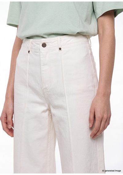 Lcw Modest Ekru Wideleg Kadın Jean Pantolon