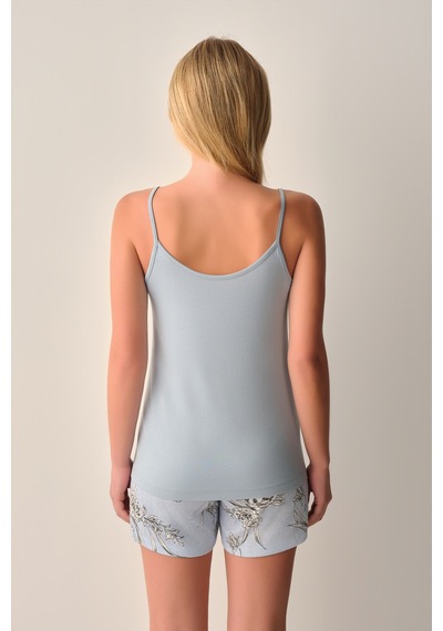Suwen Mina Atlet Şort Pijama Takımı Sh26639667348 Mavi