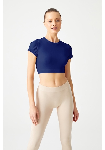 Los Ojos Lacivert Seamless Yumuşak Dokulu Spor T-shirt Crop Top Lacivert Lacivert