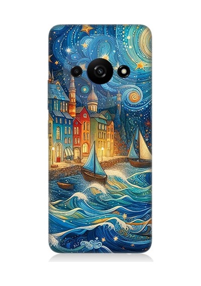 Xiaomi Redmi A3 Uyumlu Masalsı Şehirde Geceler Desenli Silikon Kılıf Çok Renkli
