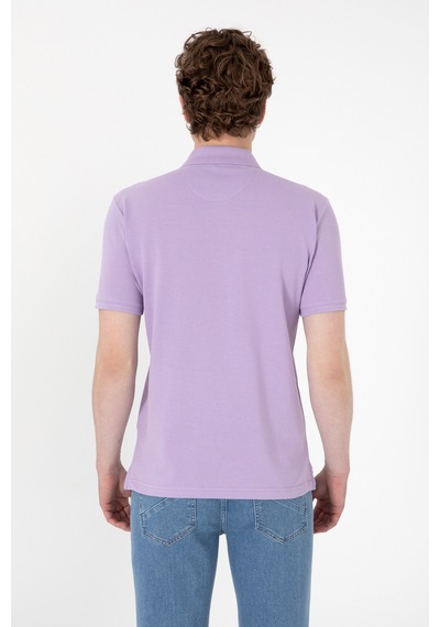 U.S. Polo Assn. Erkek Slim Fit Polo Yaka Lila Basic Tişört 50307699-VR034