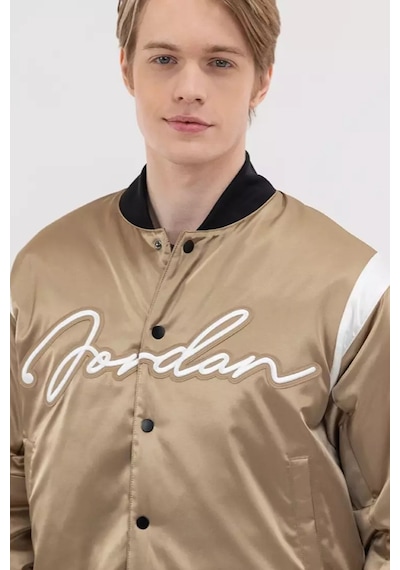 Nike Jordan Mvp Varsity Synthetic Fill Jacket Dokuma Bomber Ceket Gold Bej Bej