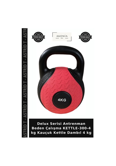 Delux Serisi Antrenman Beden Çalışma Kettle-300-4 Kg Kauçuk Kettle Dambıl 4 Kg