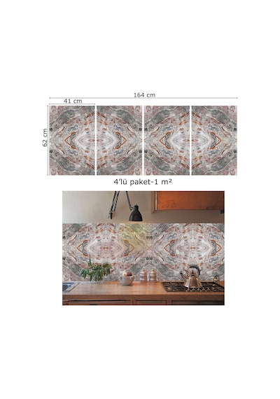 Tink Kendinden Yapışkanlı Renk Katlı Desenli Pvc Panel 41x62 Cm