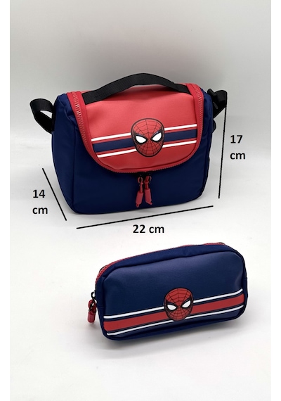 Spider Örümcek Desenli Termal Beslenmelik Ve Kalemlikli Çocuk Sırt Okul İlkokul Çantası Seti Lacivert