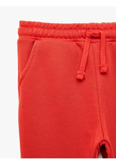 Koton Beli Bağcıklı Şardonlu Cepli Basic Jogger Eşofman Altı Kırmızı 7wkb40053tk