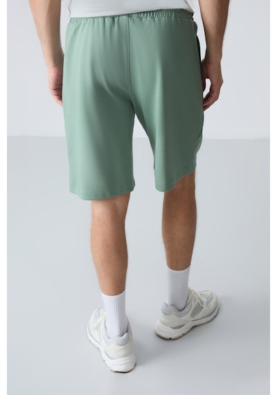 Air Jones Tommy Life Açık Yeşil Pamuklu Kalın Yumuşak Dokulu Standart Fit Basic Erkek Şort - 81276 A. Haki