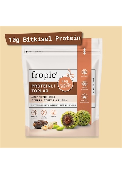 Fropie Proteinli Meyve Topları - Antep Fıstığı Kaplı & Fındık Ezmeli 80 G