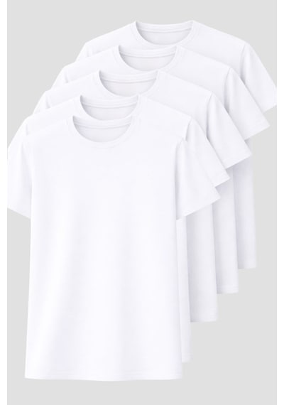 Blayn Jeans Erkek 10'lu Tişört Seti %100 Pamuk Basic Regular Fit Bisiklet Yaka Düz Renk Günlük T-shirt Beyaz