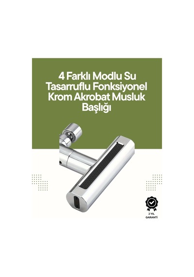 Krom Musluk Başlığı 4'ü 1 Arada Su Çıkışı Kolay Montajlı Çok Renkli