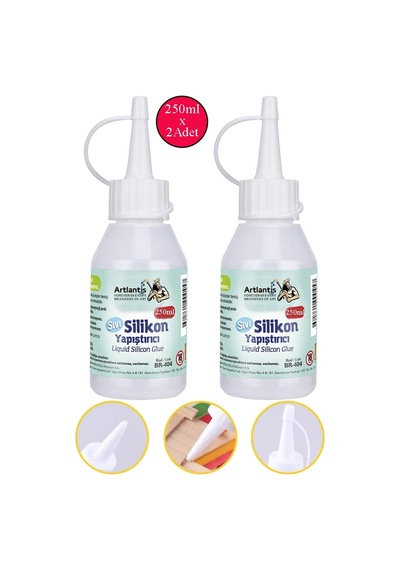 Sıvı Silikon Yapıştırıcı 250 Ml 2 Adet Brons Silikon Yapıştırıcı Sıvı 250 Gr Plastik Cam Mermer Kağıt Karton Tahta Köpük