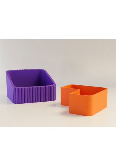 3d Baskı Fıstık Kasesi - Çift Hazneli Kabuk Ayırıcı Sunum Kasesi - Mor Turuncu