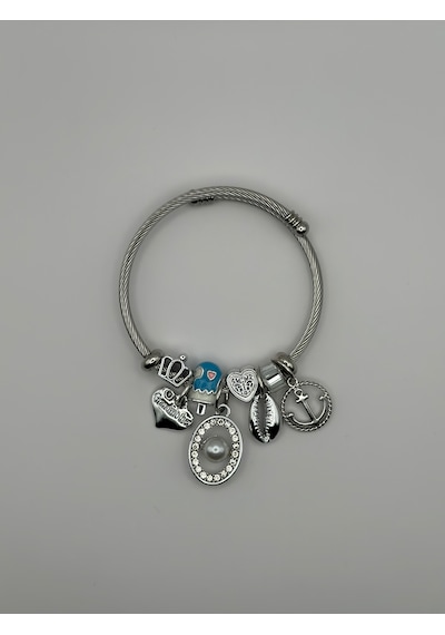Arnes Jewelry Çelik Silver İncili Bileklik Gümüş