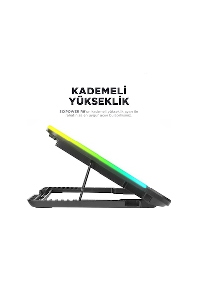 Rampage Sixpower R9 6 Fan RGB Işıklı Telefon Tutuculu Laptop Soğutucu