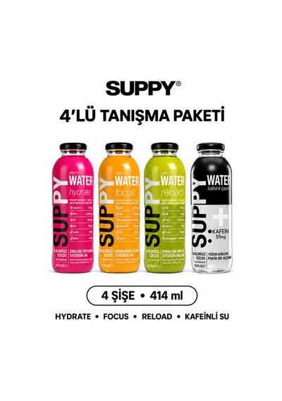 Suppy Tanışma Paketi 414 Ml Hydrate Focus Reload Kafeinli Su 4'lü