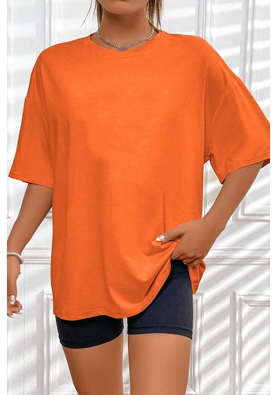Unisex Butterfly & Letter Graphic Tasarım Tshirt Turuncu