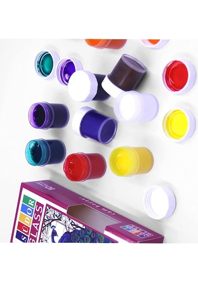 Cam Boyası 10 Renk 15 ML 1 Paket Cam Vitray Boyası Vitray Boya Seti 10 lu Çok Renkli