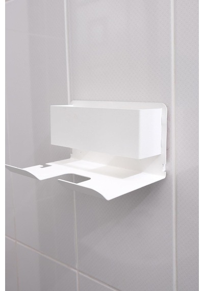 Risingmaber Beyaz Metal Yapışkanlı Saç Kurutma Askısı, Yapışkanlı Banyo Düzenleyici Organizer Fön Makinelik M Diğer