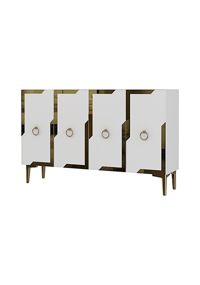 Ka1233bg Seza Konsol Ve Tv Sehpası Beyaz -gold 120cm Beyaz-gold