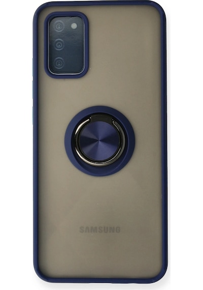 Muratech Newface Samsung Galaxy Uyumlu  A02s Kılıf Montreal Yüzüklü Silikon Kapak - Lacivert