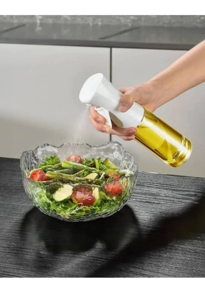 Sprey Yağdanlık Cam Şişe Yağ Püskürtücü 225 Ml Airfryer Kızartma Izgara Salata Için Yağlık Büyük Boy Beyaz