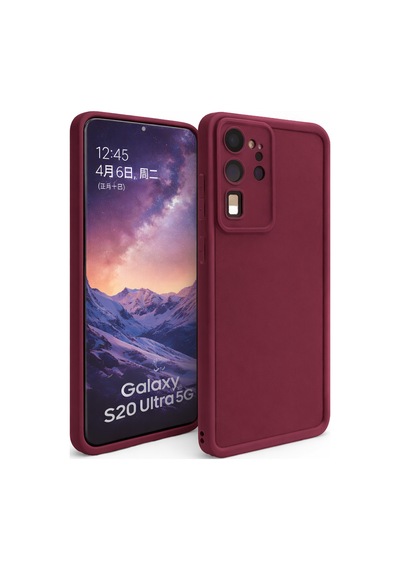 Samsung Galaxy S20 Ultra Uyumlu Kamera Çıkıntılı Mat Silikon Telefon Kılıfı Bordo