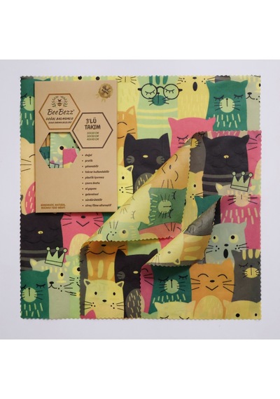 Beebezz 3'lü Set / Kediler Kedi Desenli