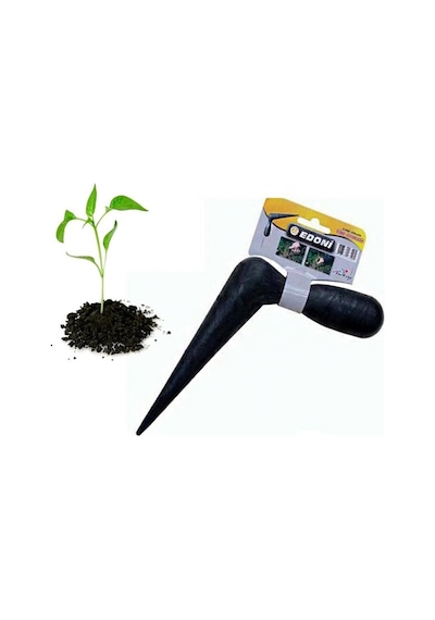 Fide Dikme Aparatı - Ergonomik Saplı Kolay Ekim Kazığı - Siyah 17.5 Cm