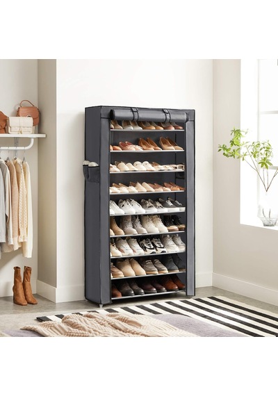 Tr Toz Geçirmez Örtülü 10 Katlı Ayakkabı Rafı, 88x28x160 Cm, Gri, Rxj36g Genel