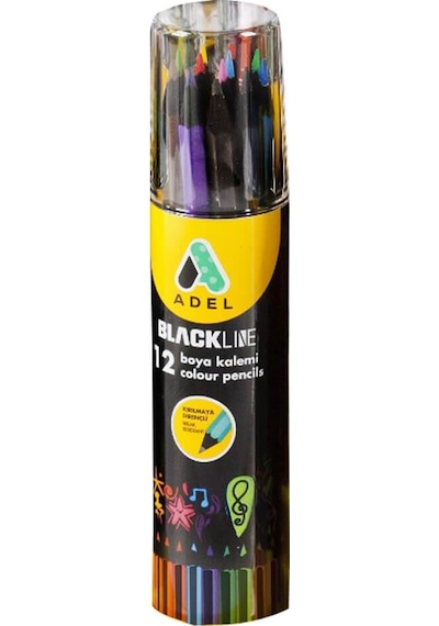 Adel Blackline Kuru Boya Kalemi Metal Tüp 12 Renk