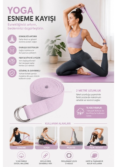 Voltrike Pembe Yoga Kemeri Esneme Kayışı