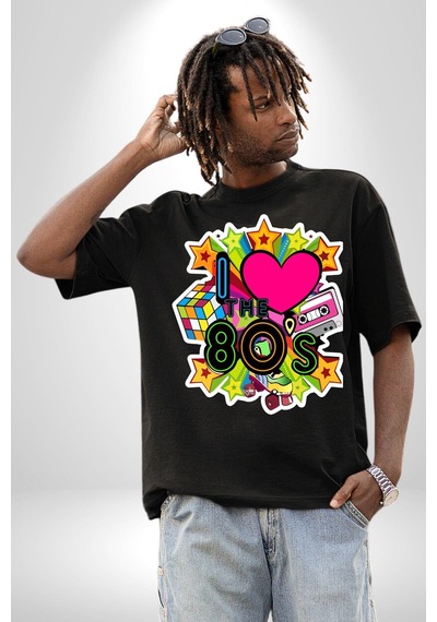 80leri Seviyorum Kaset Ve Özel Hediye Pamuklu Bisiklet Yaka Unisex Oversize Boyfriend Dijital Baskılı Siyah T-shirt Siyah 80leri Seviyorum Kaset Ve Özel Hediye Pamuklu Bisiklet Yaka Unisex Oversize Boyfriend Dijital Baskılı Siyah T-shirt Siyah