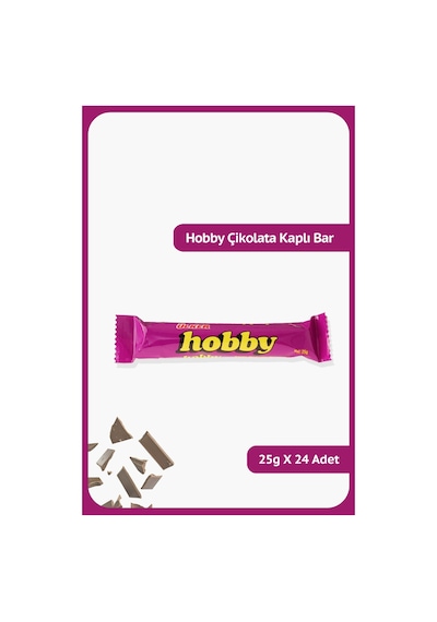 Hobby - Sütlü Kokolin Kaplamalı Kakaolu Ve Fındıklı Bar - 25 Gram - 24 Adet