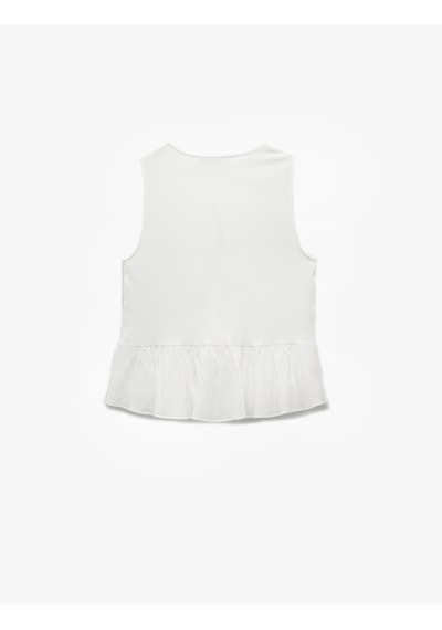 Koton Bisiklet Yaka Fiyonklu Önden Bağlamalı Kolsuz Peplum Bluz Ekru 5sak60176ew Ekru